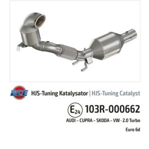 DOWNPIPE HJS HOMOLOGADA GPF AUDI TT 8S 2.0TSI | CUPRA FORMENTOR KM 2.0TSI | CUPRA LEON KL 2.0TSI | SKODA OCTAVIA NX 2.0TSI | VW GOLF MK8 GTI 2.0TSI INCL. CLUBSPORT