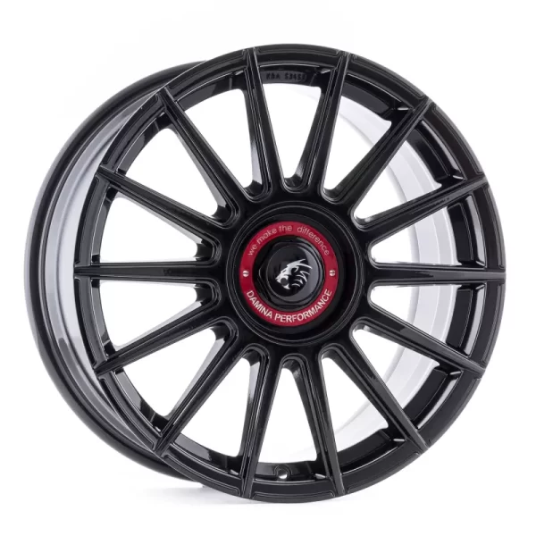 LLANTAS DAMINA PERFORMANCE DM09 NEGRO BRILLO | TAPA ROJA | 8.5X19 5X112 ET45 72.6